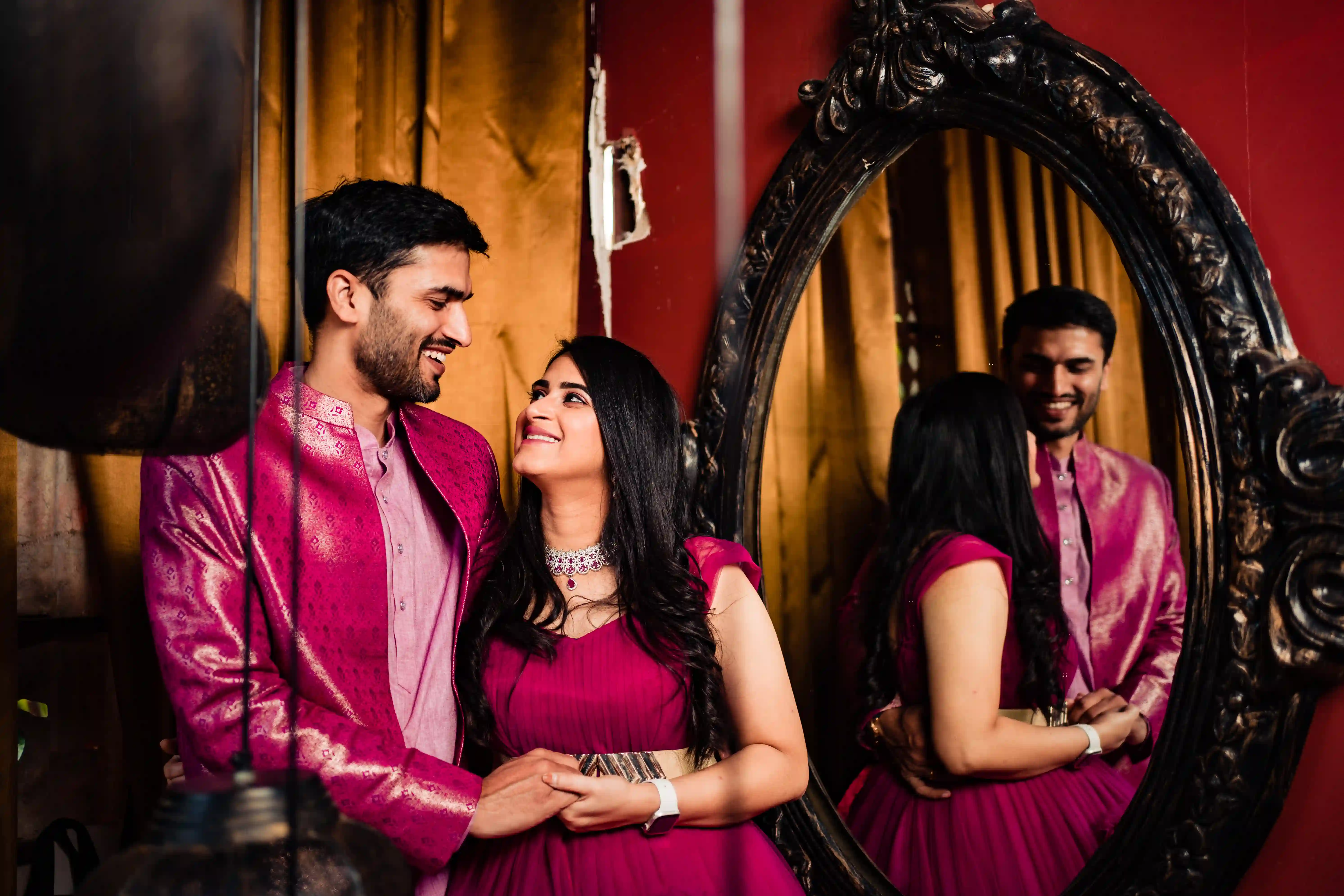 Indoor pre wedding portrait session